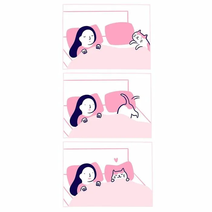 Artist Expresses Her Love For Cats And Dogs In Adorable Minimalist Illustrations (36 Pics)