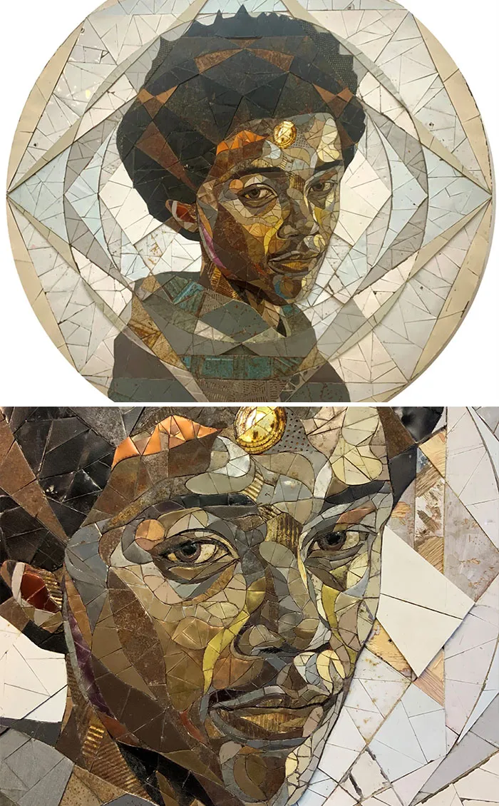 British Artist Crafts 19 Mosaic Portraits Of Real People Using Metal Scraps Found In Streets And Junkyards