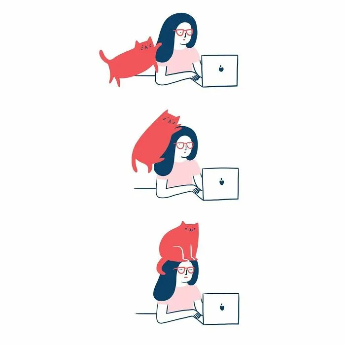Artist Expresses Her Love For Cats And Dogs In Adorable Minimalist Illustrations (36 Pics)