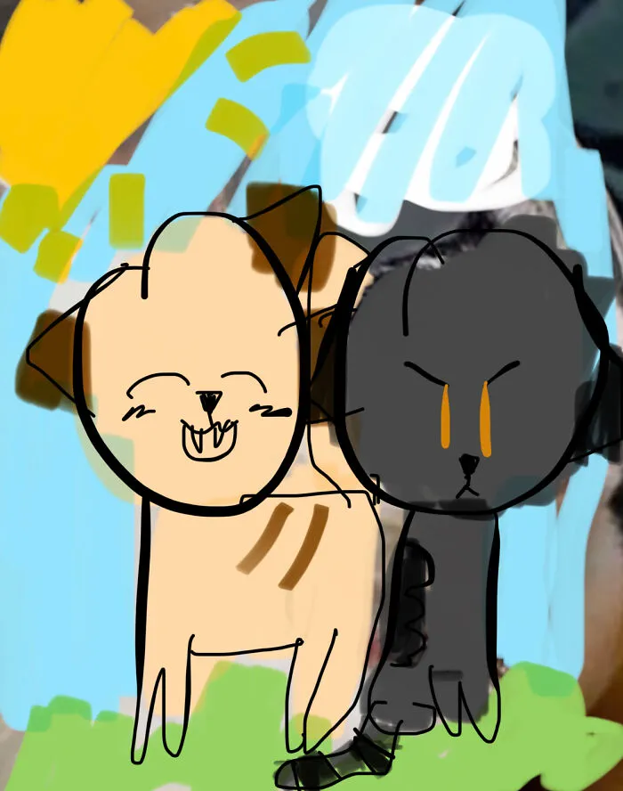 A Quick Digital Drawing Of My Scottish Fold Cats, Carrot And Oreo
