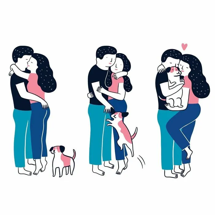 Artist Expresses Her Love For Cats And Dogs In Adorable Minimalist Illustrations (36 Pics)