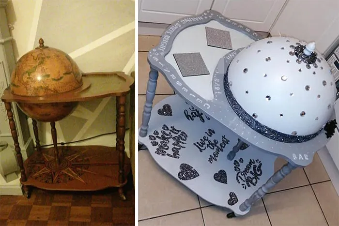 Una fanática del bricolaje muestra con orgullo su carrito de bebidas reciclado, pero recibe una lluvia de críticas por "arruinar una antigüedad"