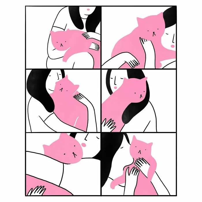 Artist Expresses Her Love For Cats And Dogs In Adorable Minimalist Illustrations (36 Pics)
