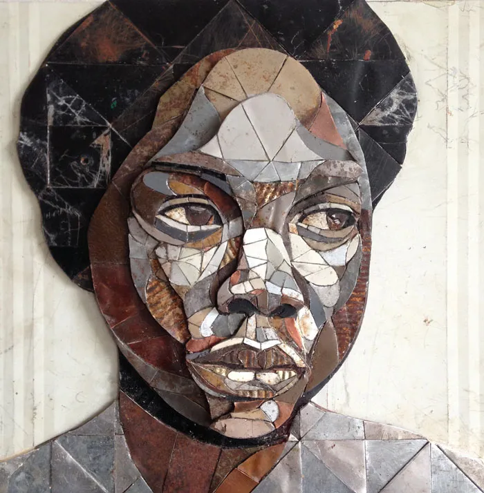 British Artist Crafts 19 Mosaic Portraits Of Real People Using Metal Scraps Found In Streets And Junkyards