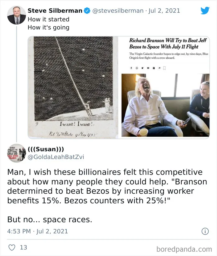'They Could End World Hunger But Instead They Race For Space': 30 Of The Most Honest Reactions To The Billionaire Space Race