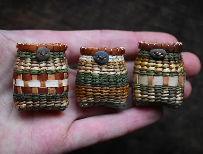Self-Taught Artist Transforms Leaves And Weeds Into 30 Mini Hand-Woven Baskets