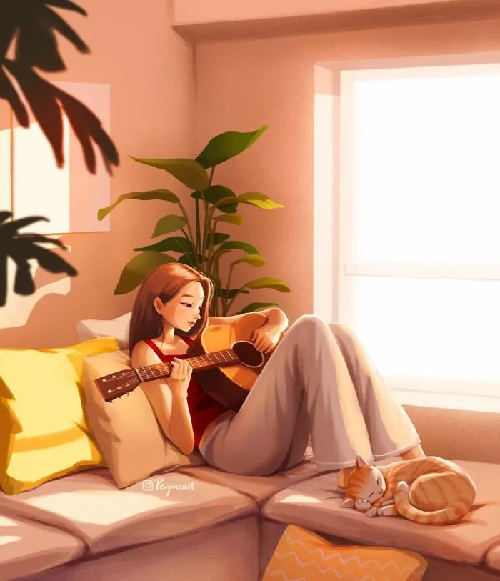 Artist Illustrates How Doing Anything Is Much Better When There Are Animals Around (29 Pics)