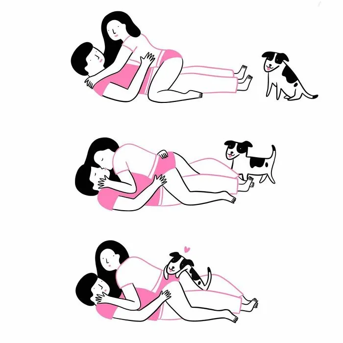 Artist Expresses Her Love For Cats And Dogs In Adorable Minimalist Illustrations (36 Pics)
