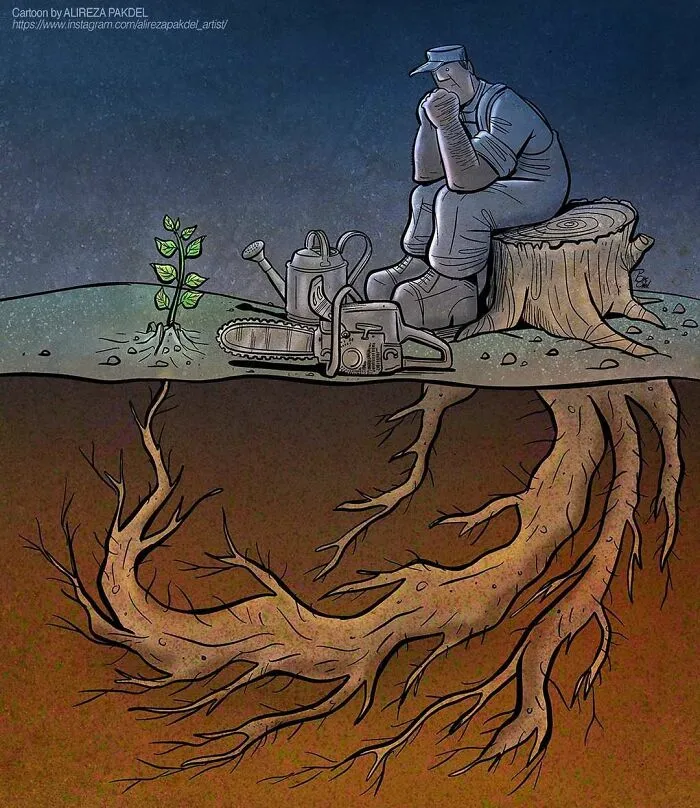 Este artista lanza una mirada crítica a la sociedad moderna y llama la atención sobre los problemas del mundo actual con sus ilustraciones que invitan a la reflexión