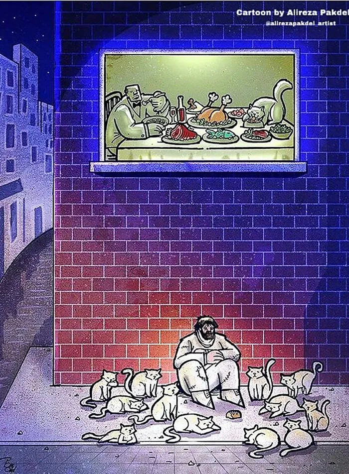 Este artista lanza una mirada crítica a la sociedad moderna y llama la atención sobre los problemas del mundo actual con sus ilustraciones que invitan a la reflexión