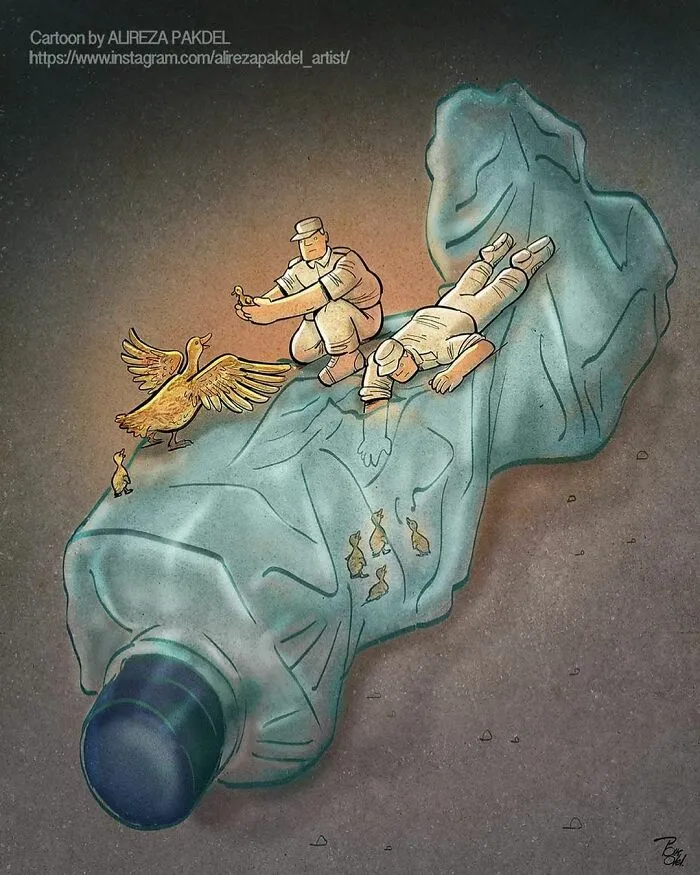 Este artista lanza una mirada crítica a la sociedad moderna y llama la atención sobre los problemas del mundo actual con sus ilustraciones que invitan a la reflexión