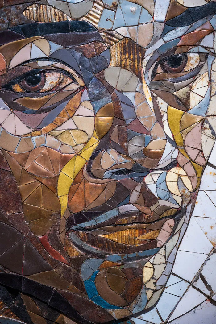British Artist Crafts 19 Mosaic Portraits Of Real People Using Metal Scraps Found In Streets And Junkyards
