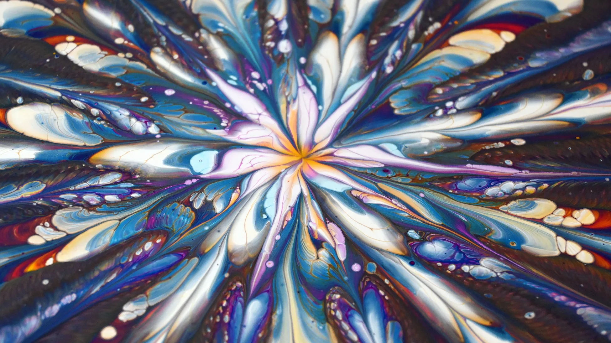 Leaky Colander Acrylic Pour ~ Kaleidoscopic Flower ~ Fluid Art Painting ~ Abstract Flower
