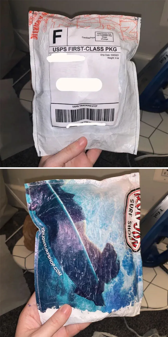 I Sell Clothing Online And Finally Mastered Zero Waste Mailers! Made 100% Of Discarded Plastic And Sealed Shut With My Sewing Machine