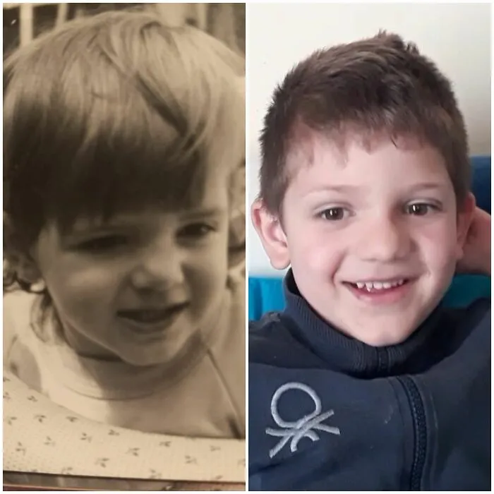 Me At 1 Year And My Son At 5..  With  Picture Of The Same Age The Resemblance  Is Stronger...
