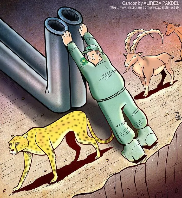 Este artista lanza una mirada crítica a la sociedad moderna y llama la atención sobre los problemas del mundo actual con sus ilustraciones que invitan a la reflexión