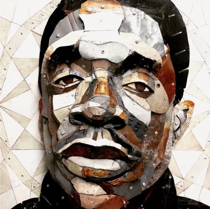 British Artist Crafts 19 Mosaic Portraits Of Real People Using Metal Scraps Found In Streets And Junkyards
