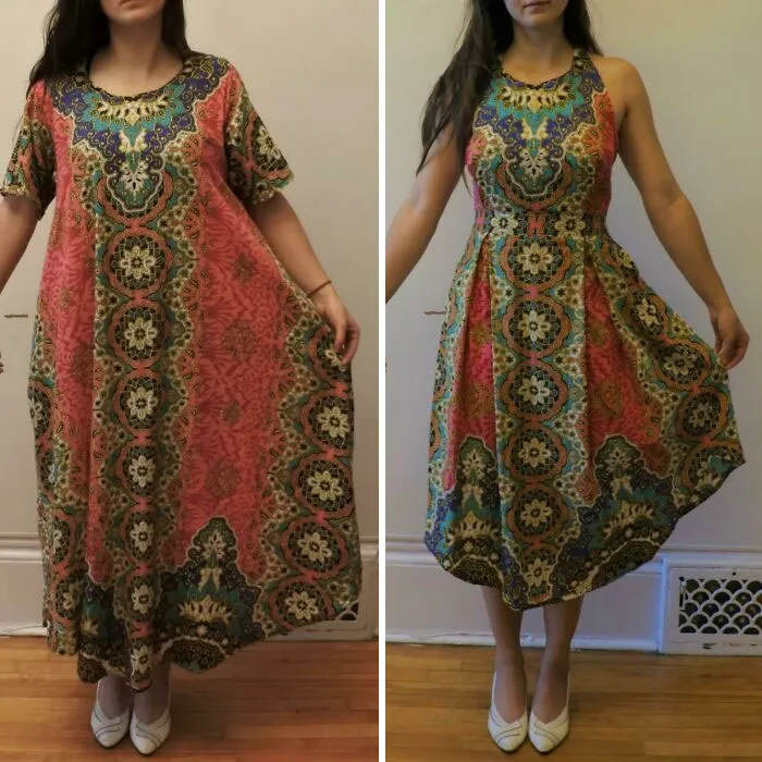 (Self Drafted) My Old Lounge Dress Wasn't Getting Much Wear, So I Reworked It Into A Sundress
