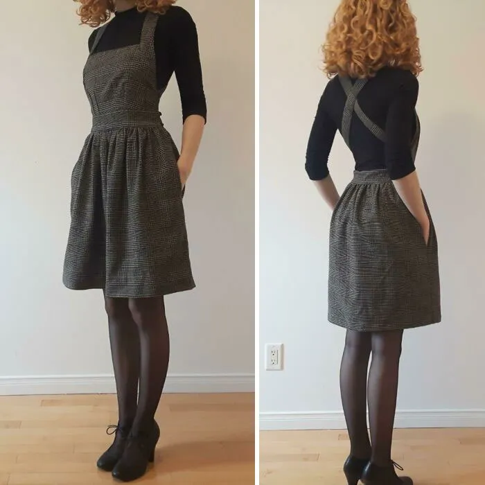 ¡El proyecto que hice en marzo durante el aislamiento social! (Vestido con delantal, hecho gracias a la tienda de telas que me donó el material)
