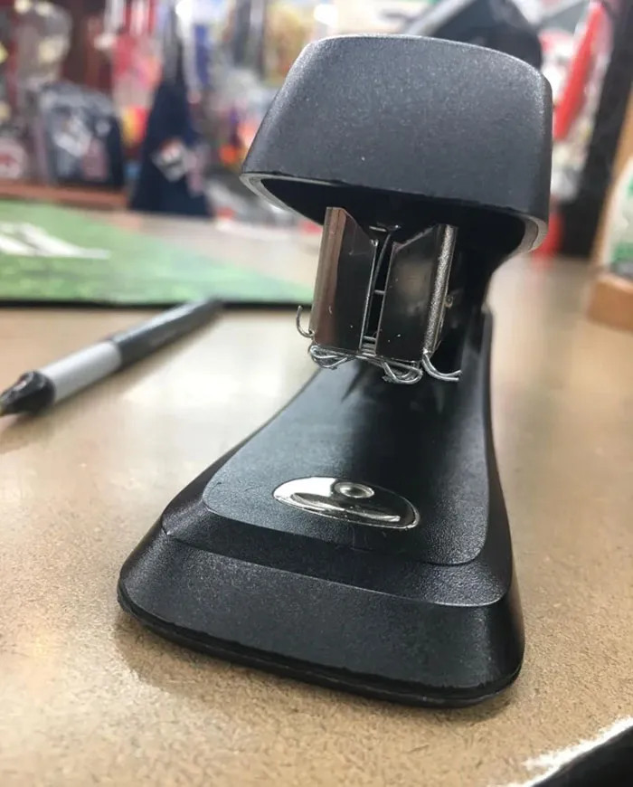 My Coworker Returned The Front Desk Stapler Like This. Told Me It Ran Out Of Staples