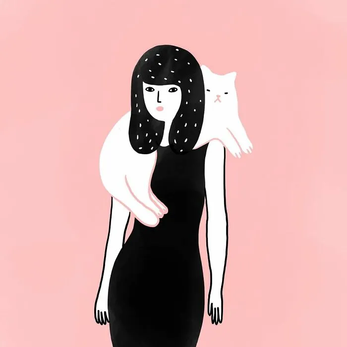 Artist Expresses Her Love For Cats And Dogs In Adorable Minimalist Illustrations (36 Pics)