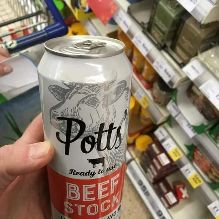 Lata de caldo de carne - No puedo esperar a confundir esto con la cerveza