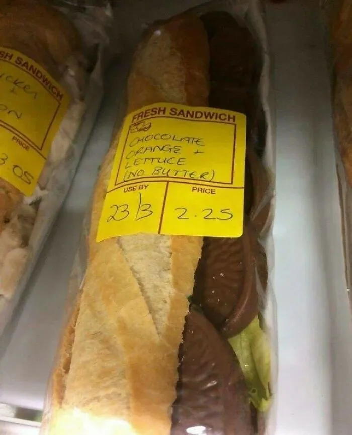 Baguette de naranja con chocolate y lechuga (sin mantequilla)