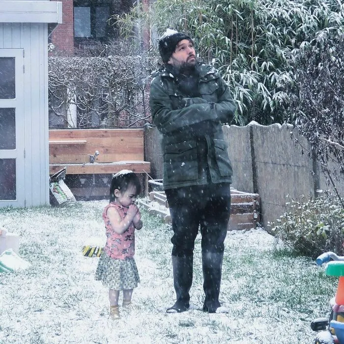 I Don’t Think It’s Dad’s First Experience With Snow. He Came Prepared
