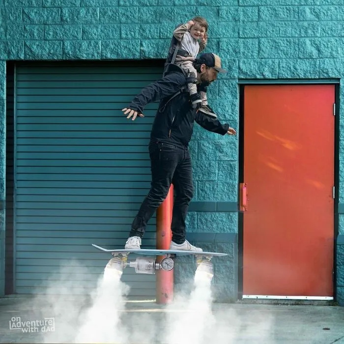 Dad Is Trying Out His New Hoverboard And Decided To Take Me Along
