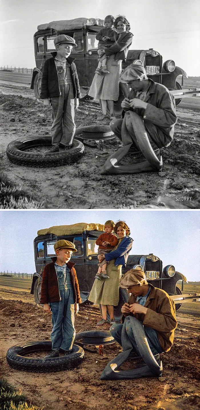 A lo largo de la carretera de California US99, 1937. Por Dorothea Lange