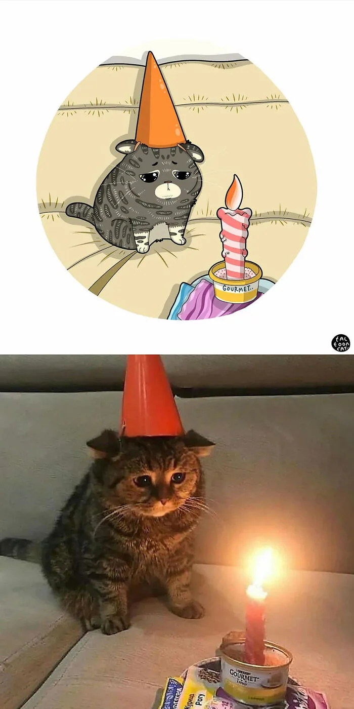 40 Of The Funniest Internet-Famous Cat Pics Get Illustrated By Tactooncat (New Pics)