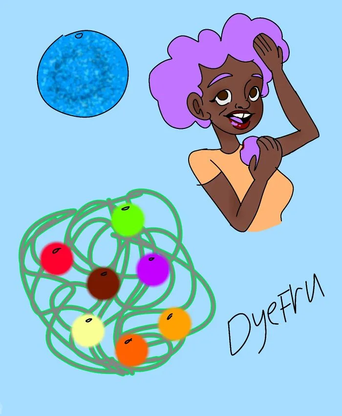 The "Dyefru" Is A Man-Made Invention. It Is A Safe Way To Dye Your Hair (And Temporarily Your Tongue) An Intense Colour From Just Taking One Bite, Without Any Damage. Side Effects May Exist Of Nausea And Very Colorful Sneezes!