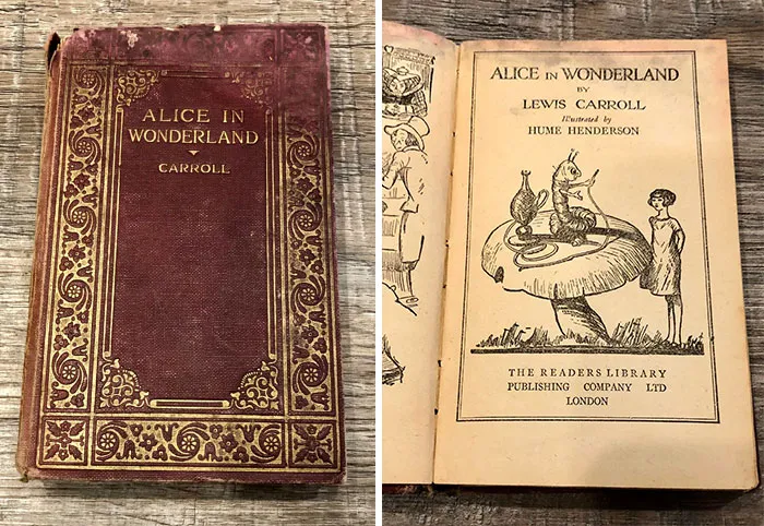 Mi abuela lamentablemente falleció este año. Esta es su copia de Alicia en el País de las Maravillas que heredé