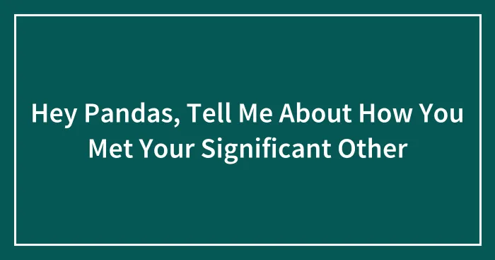Hey Pandas, Tell Me About How You Met Your Significant Other (Closed)