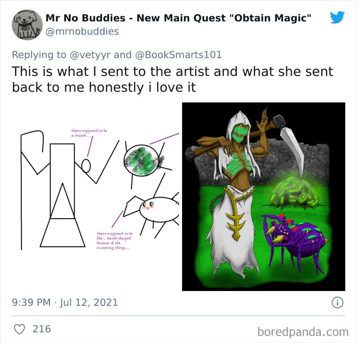 Estos artistas comparten los bocetos que recibieron de sus clientes vs. las obras que entregaron, y nos encanta la comparación