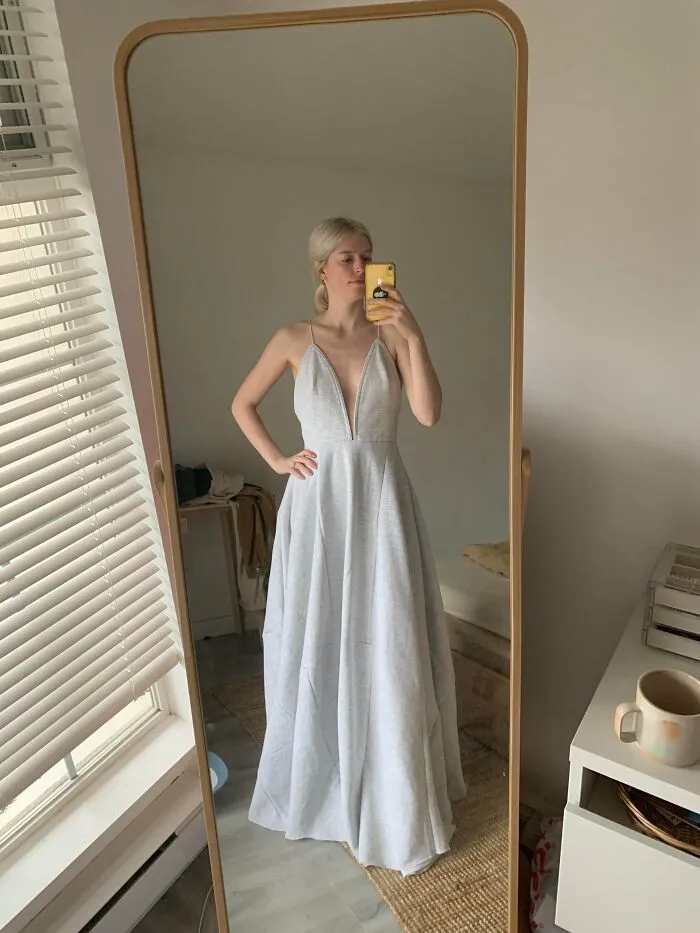 Cosí un vestido de novia a partir de unos pantalones deportivos 