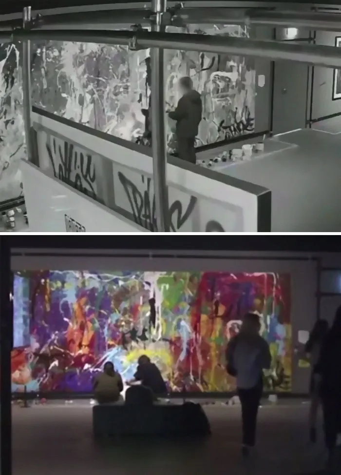 Una pareja joven accidentalmente vandalizó una pintura de $500.000, al creer que los materiales de arte cerca de la obra estaban ahí para que el público la interviniera 