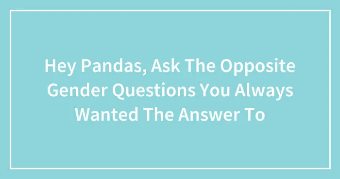Hey Pandas, Ask The Opposite Gender Questions You Always Wanted The Answer To (Closed)