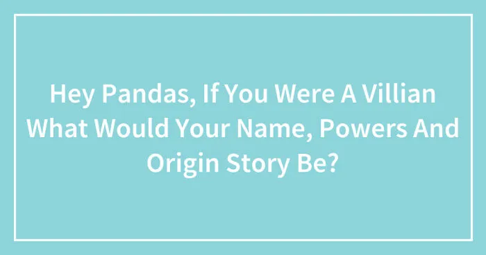 Hey Pandas, If You Were A Villain What Would Your Name, Powers, And Origin Story Be? (Closed)