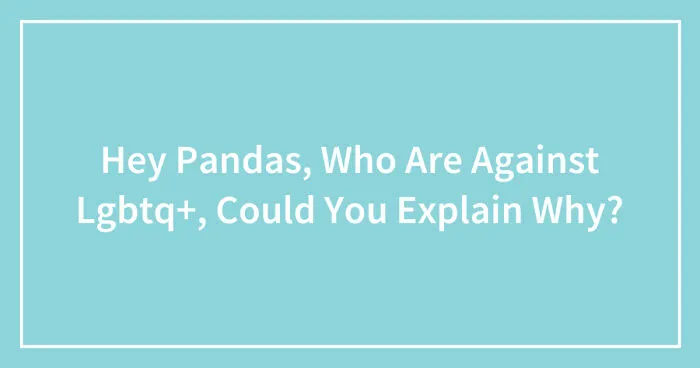 Hey Pandas, Who Are Against LGBTQ+, Could You Explain Why? (Closed)