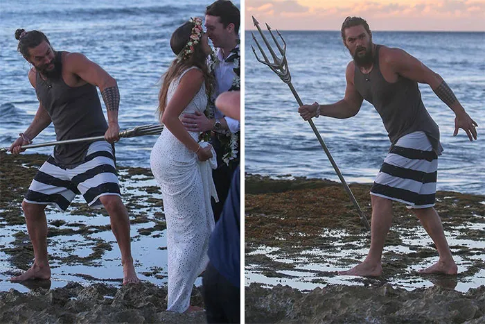Jason Momoa Photobombing Wedding Photos