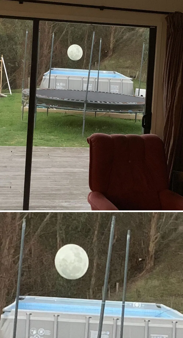 El reflejo de mi televisor parece que la luna se cierne sobre mi piscina