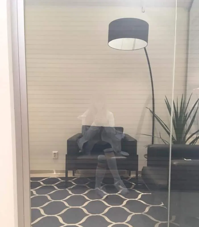 Sat On A Bench Outside An Office And Noticed My Reflection In The Window Perfectly Fit In The Chair