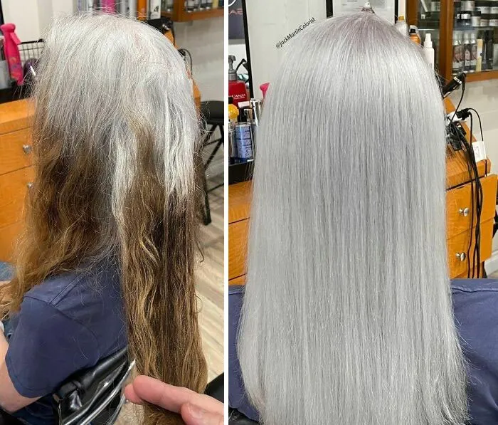 30 People Before And After Embracing Their Natural Grey Hair With The Help Of This Hairstylist (New Pics)