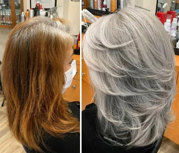 30 People Before And After Embracing Their Natural Grey Hair With The Help Of This Hairstylist (New Pics)