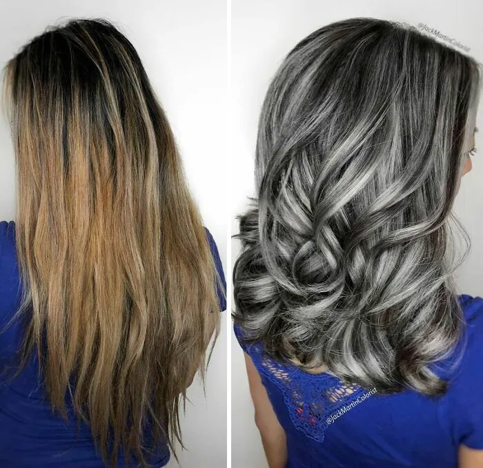 30 People Before And After Embracing Their Natural Grey Hair With The Help Of This Hairstylist (New Pics)
