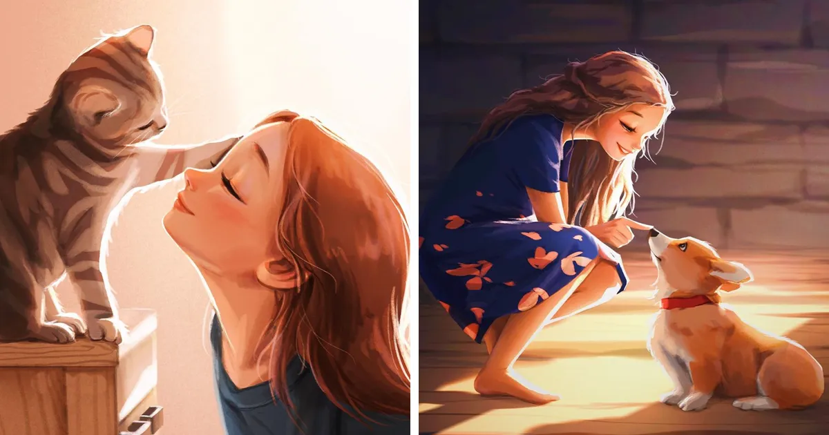 Un artista ilustra cómo hacer cualquier cosa es mucho mejor cuando hay animales alrededor (29 fotos)