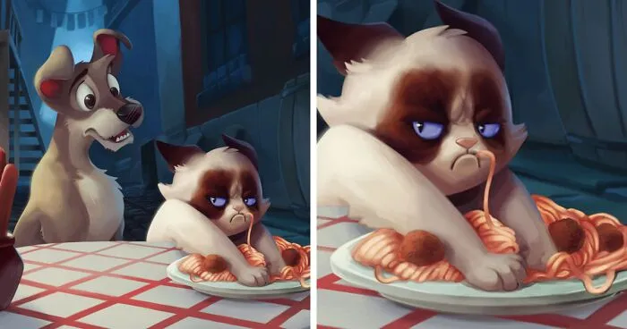 Artist Inserts The Legendary Grumpy Cat Into Disney Movies, And The Result Is Hilarious (13 Pics)
