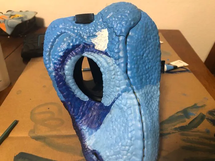 Just Made A Dino Mask! His Babe Is Kingston. :3