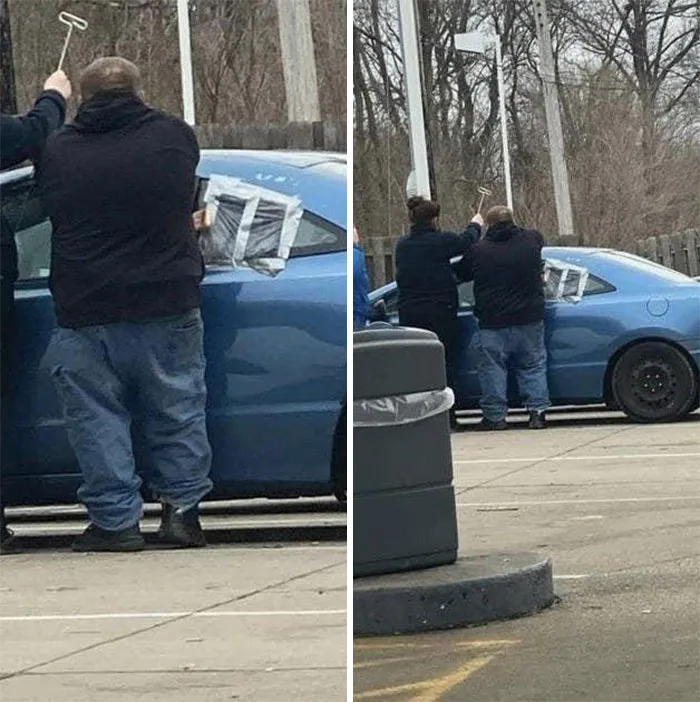 Jimmying The Door Because The Duct Tape And Plastic Is Just Too Hard To Get Past